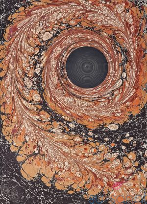 Sarmal ebru, siyah zemini hat yazısı için tasarlanmış ebrulu aharlı kağıt